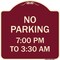 Signmission No Parking 7-00 Am to 3-30 Pm Heavy-Gauge Aluminum Architectural Sign, 18" x 18", BU-1818-23603 A-DES-BU-1818-23603 - alternate 1